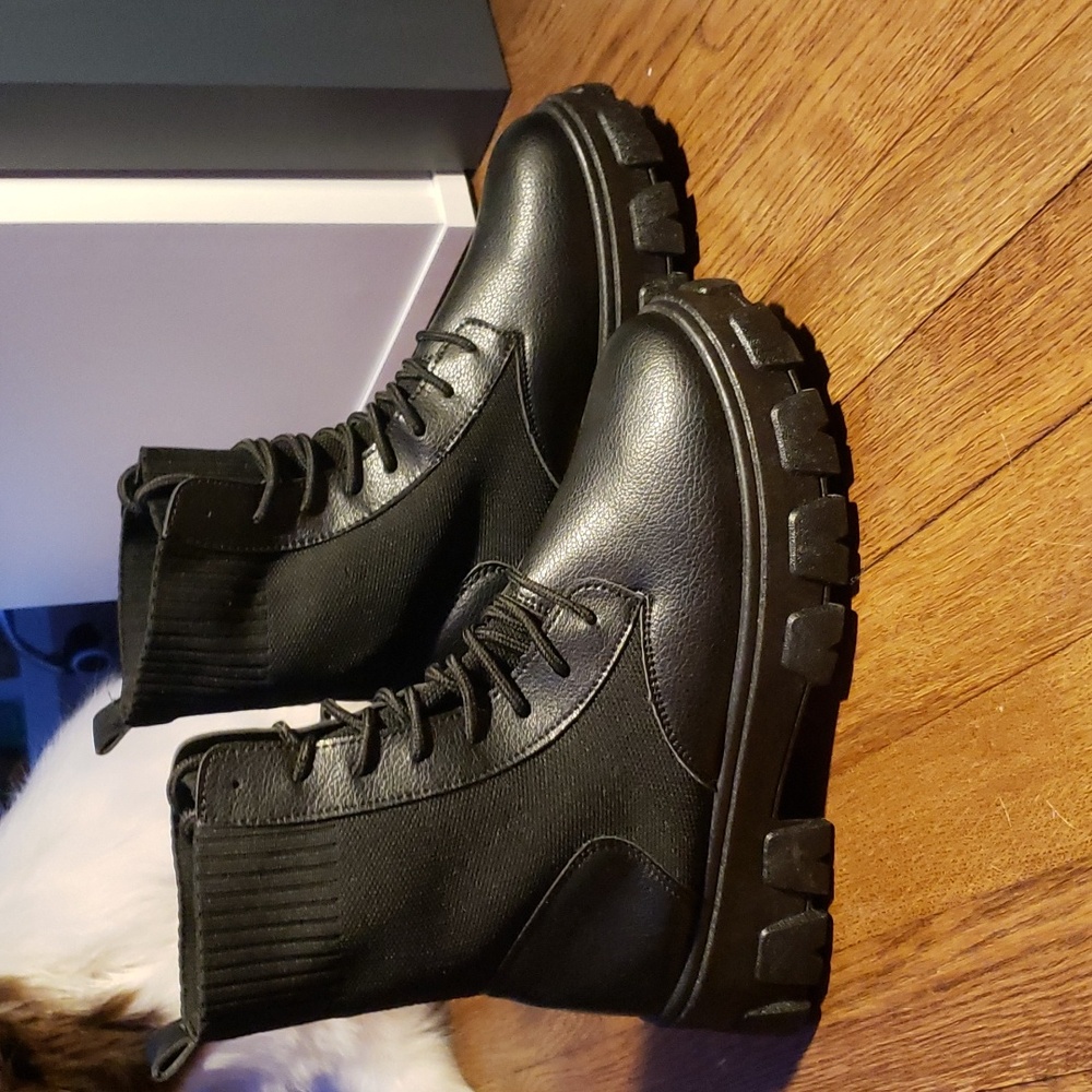 Platform Combat Boots Black size 10